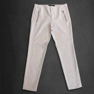 Zara Basic Trouser Pants Cotton Blend Stretch Slim Fit Faux Pocket Pastel Pink L